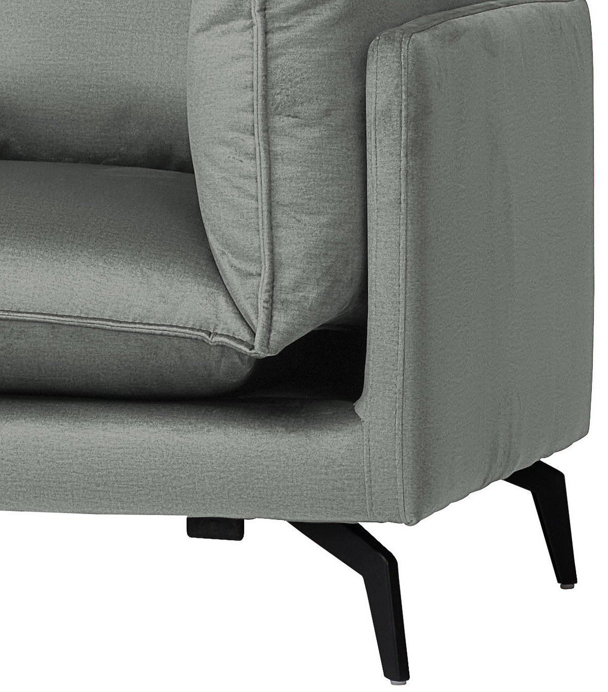 ECKSOFA in Samt Grau  200/241 cm  - Schwarz/Grau, Design, Textil/Metall (200/241cm) - Carryhome