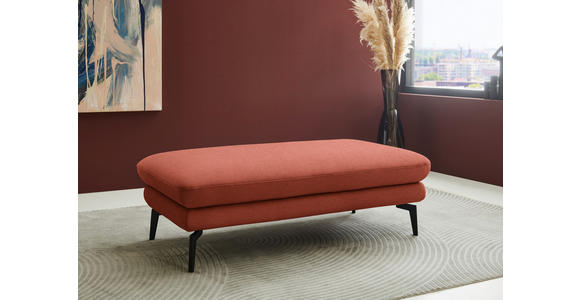 ECKSOFA  in Chenille, Flachgewebe Terracotta  284/180 cm  - Terracotta/Schwarz, Design, Textil/Metall (284/180cm) - Dieter Knoll