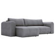 ECKSOFA Dunkelgrau Cord  - Dunkelgrau/Schwarz, MODERN, Kunststoff/Textil (150/245cm) - Carryhome