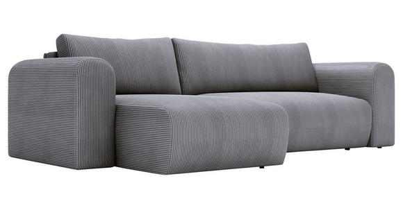 ECKSOFA Dunkelgrau Cord  - Dunkelgrau/Schwarz, MODERN, Kunststoff/Textil (150/245cm) - Carryhome