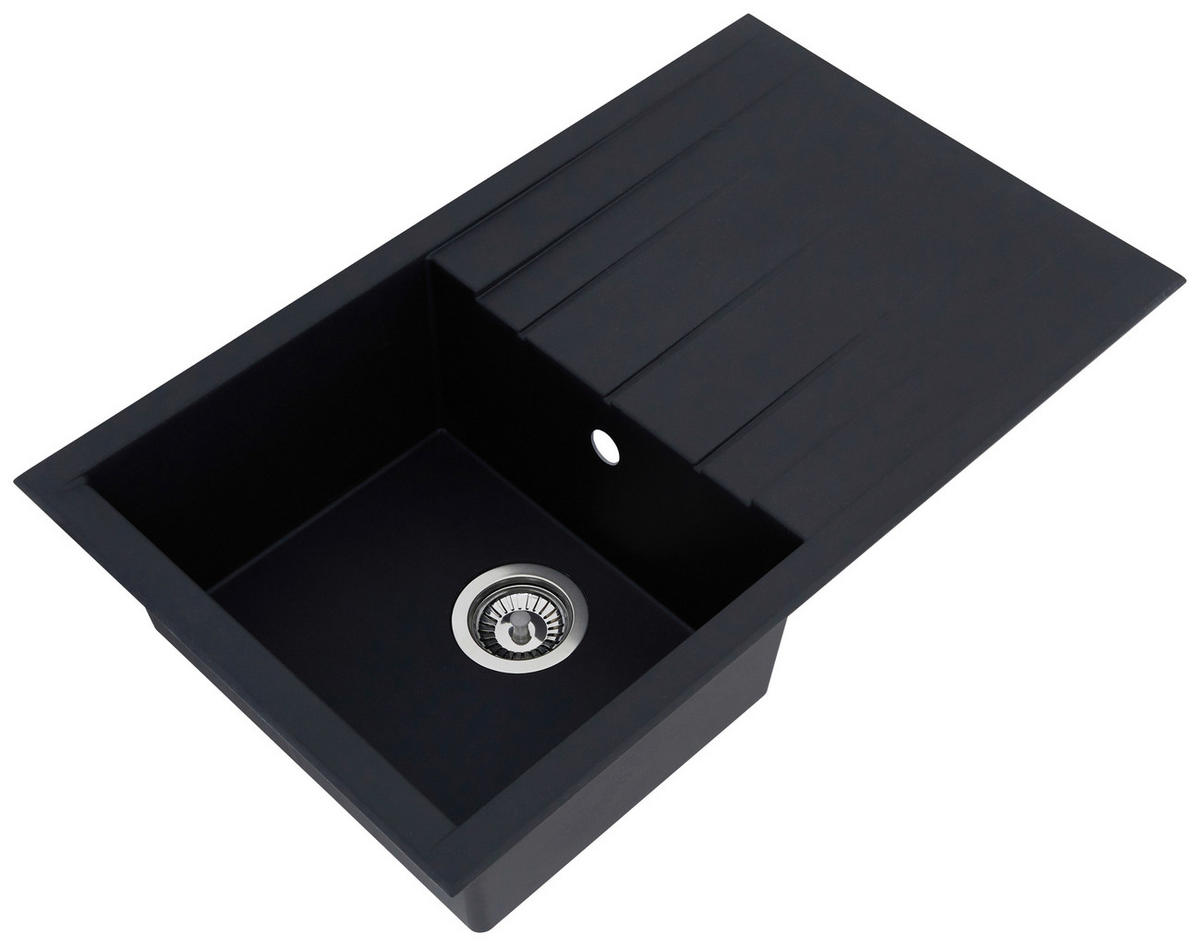 SPÜLE 1712HOUSTON80X50S  - Schwarz, Trend, Glas/Kunststoff (80/21/50cm) - Respekta