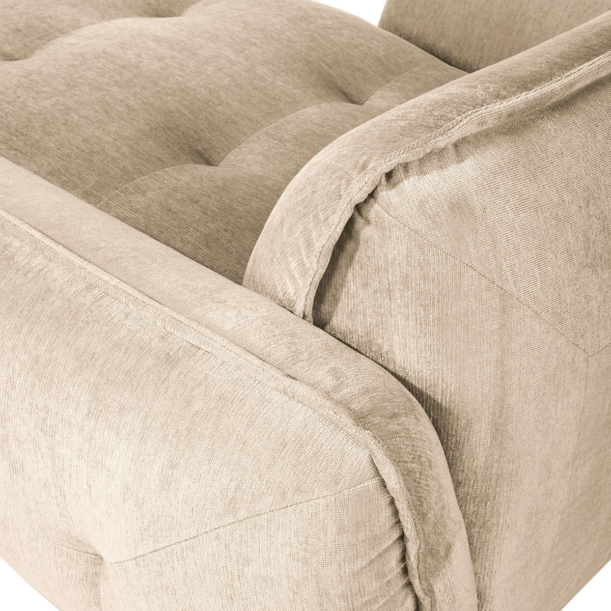 XXL-SESSEL in Chenille Creme  - Creme/Schwarz, Modern, Kunststoff/Textil (182/87/184cm) - Trendmanufaktur