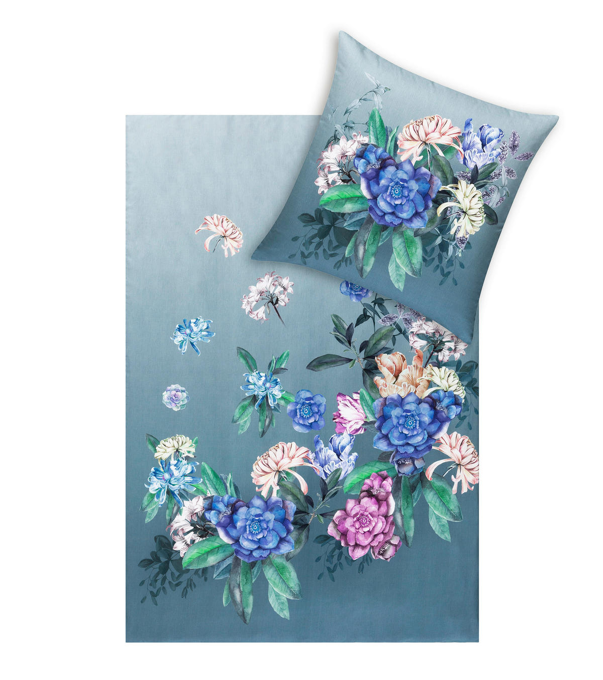 BETTWÄSCHE Impulse Makosatin 155/220 cm  - Blau, Design, Textil (155/220cm) - Estella