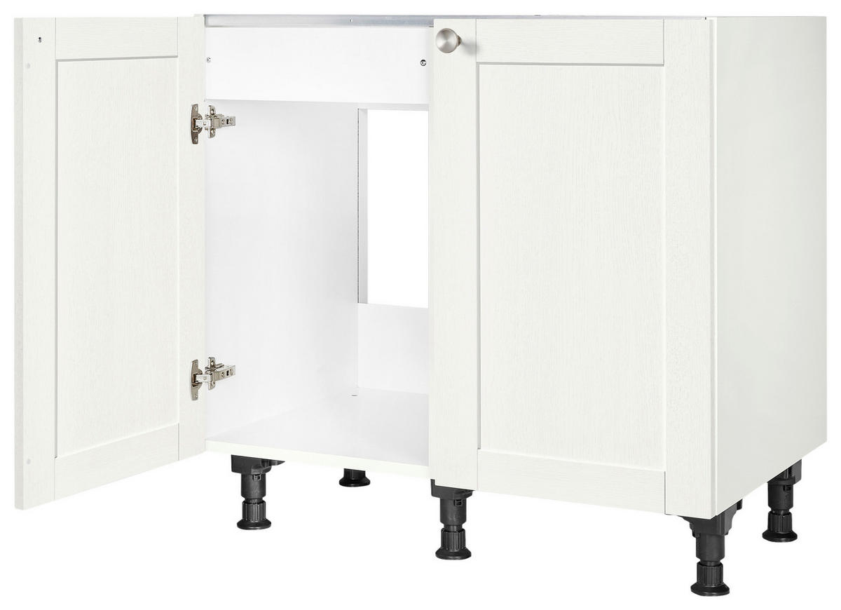 SPÜLENUNTERSCHRANK 90/87/56 cm  in Weiß  - Edelstahlfarben/Weiß, MODERN, Holzwerkstoff/Metall (90/87/56cm) - Nobilia
