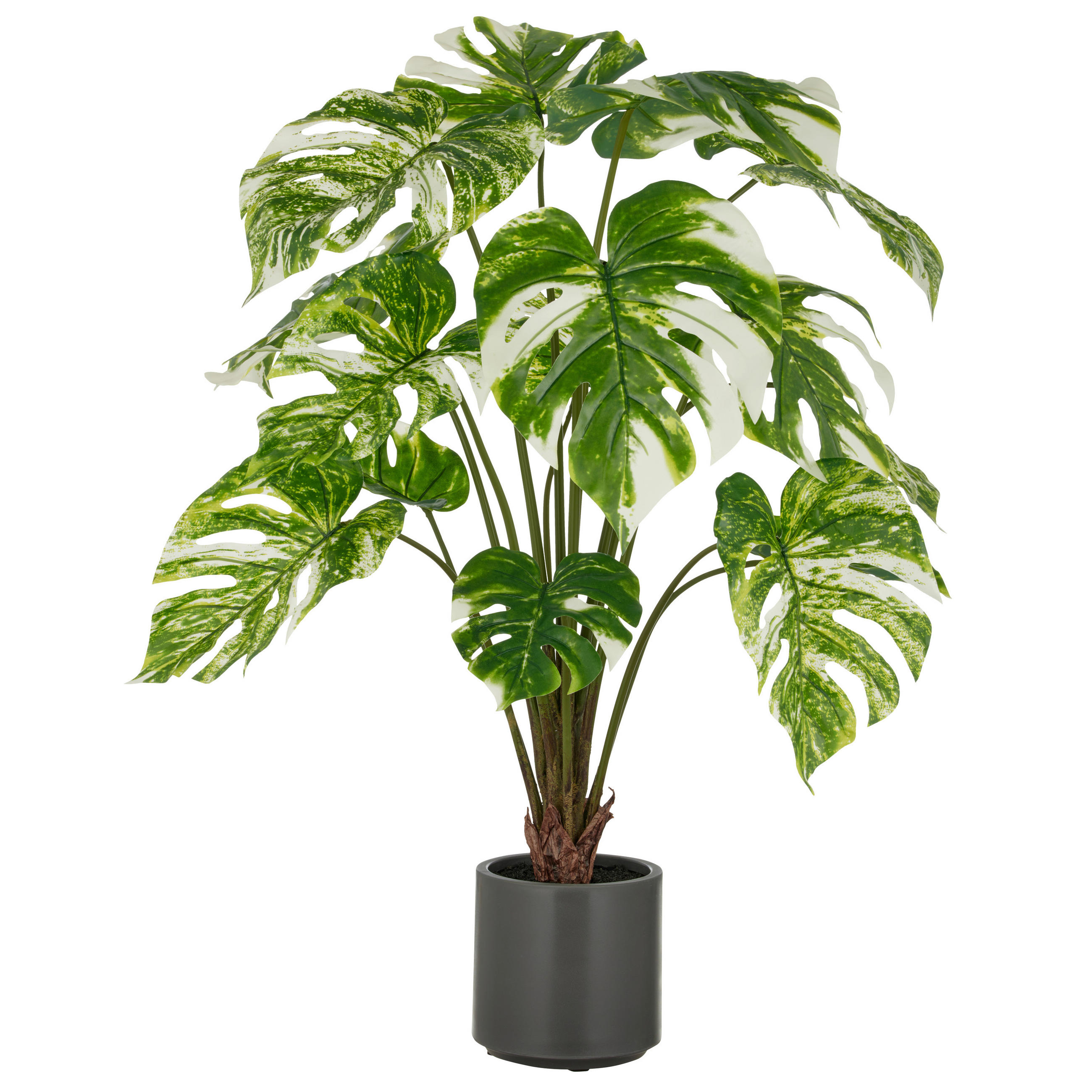 KUNSTPFLANZE Split Philodendron 100 cm  - Weiß/Grau, Basics, Kunststoff (100cm)