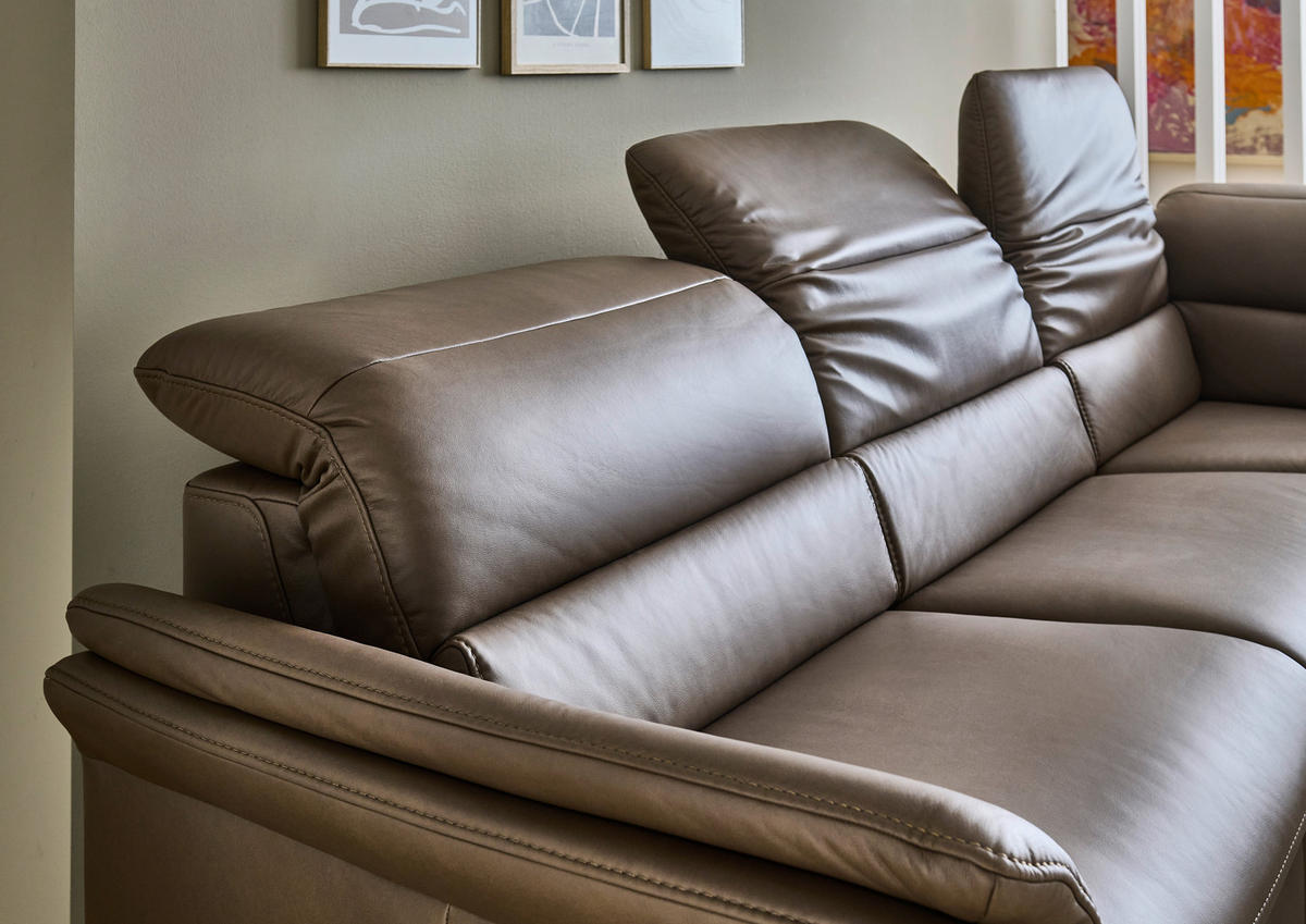 ECKSOFA Braun Echtleder  - Schwarz/Braun, Design, Leder/Metall (287/260cm) - Valdera