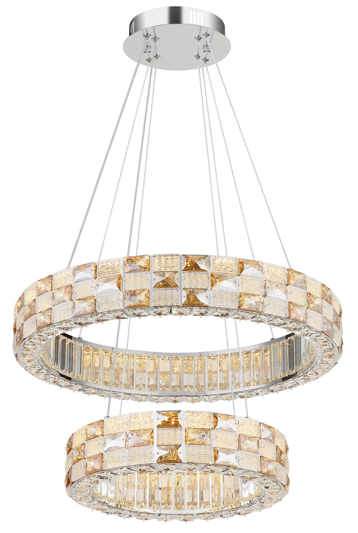 LED-HÄNGELEUCHTE Lidia 61/120 cm  - Klar/Chromfarben, Design, Glas/Metall (61/120cm) - Globo