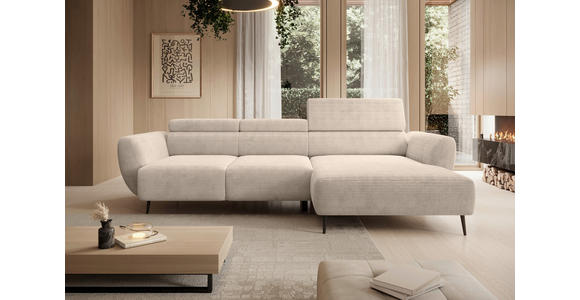 ECKSOFA  in Cord Taupe  277/174 cm  - Taupe/Schwarz, KONVENTIONELL, Textil/Metall (277/174cm) - Carryhome