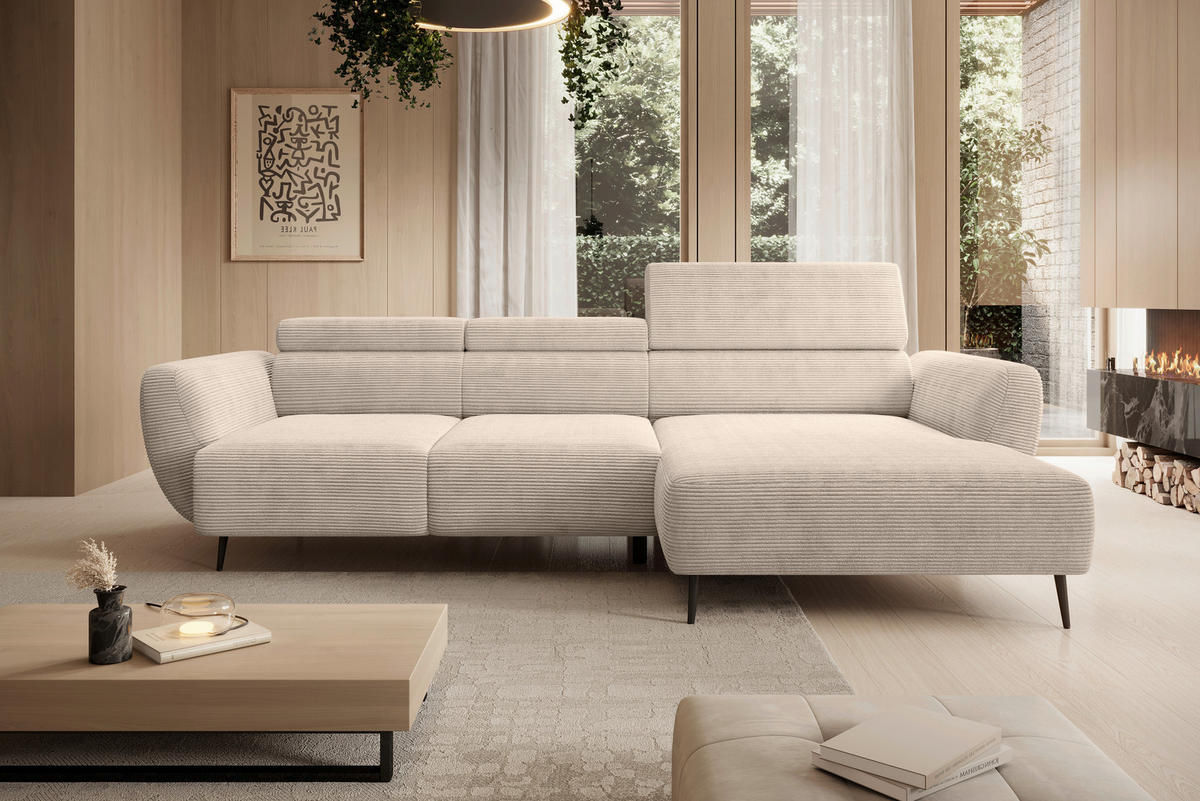 ECKSOFA in Cord Taupe  - Taupe/Schwarz, Konventionell, Textil/Metall (277/174cm) - Carryhome