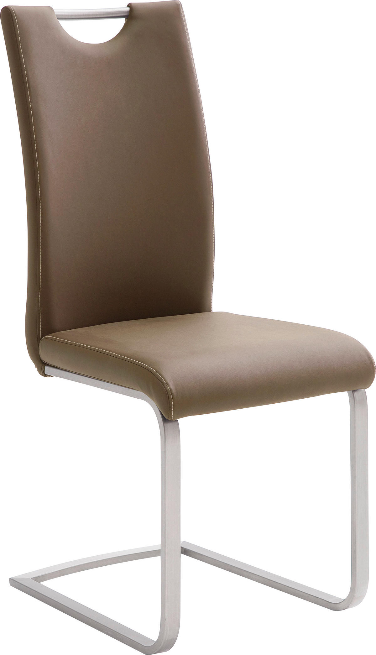 SCHWINGSTUHL  in Edelstahl Lederlook  - Edelstahlfarben/Creme, Design, Textil/Metall (42/103/55cm) - Novel