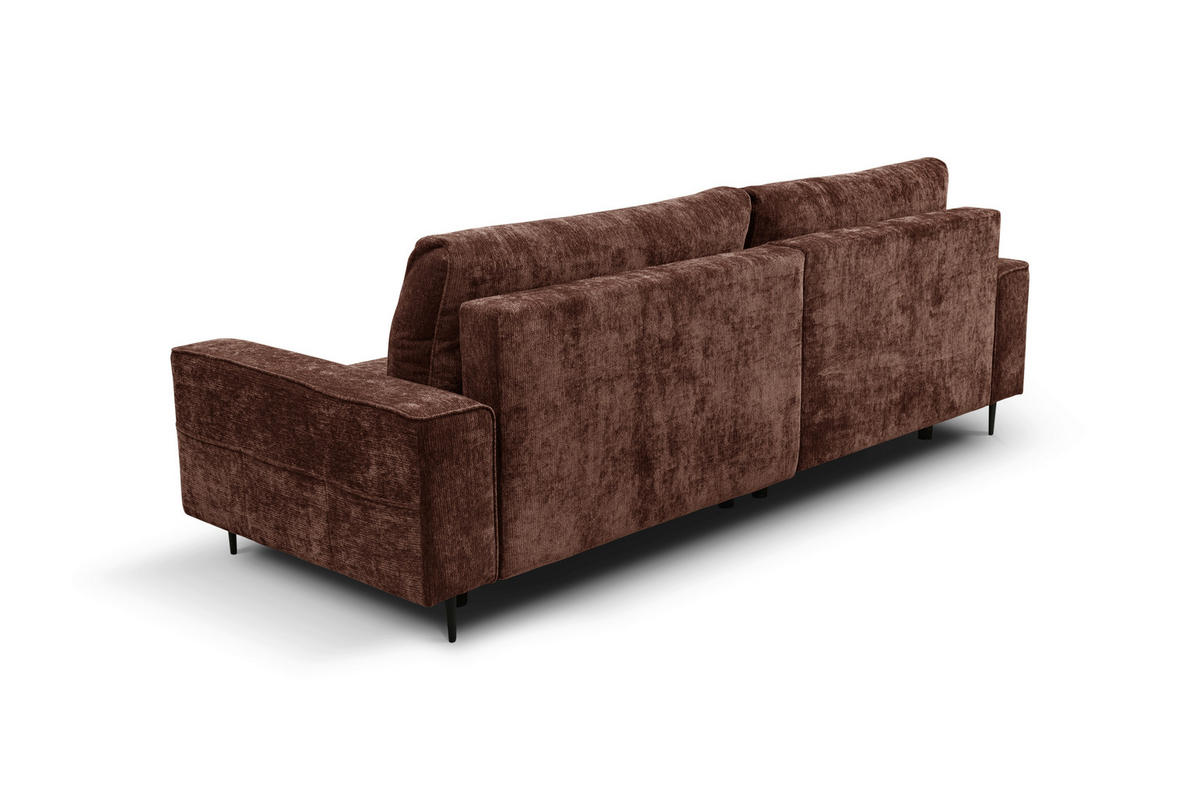 ECKSOFA PABLO Kupferfarben Struktur Rückenkissen, Bettkasten  - Schwarz/Kupferfarben, Design, Holz/Textil (160/260cm) - MID.YOU