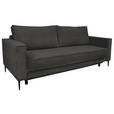SCHLAFSOFA Cord Graphitfarben  - Schwarz/Graphitfarben, KONVENTIONELL, Textil/Metall (222/93/98cm) - Carryhome