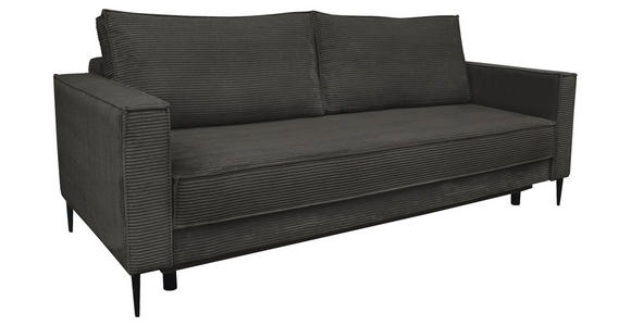SCHLAFSOFA Cord Graphitfarben - Schwarz/Graphitfarben, KONVENTIONELL, Textil/Metall (222/93/98cm) - Carryhome