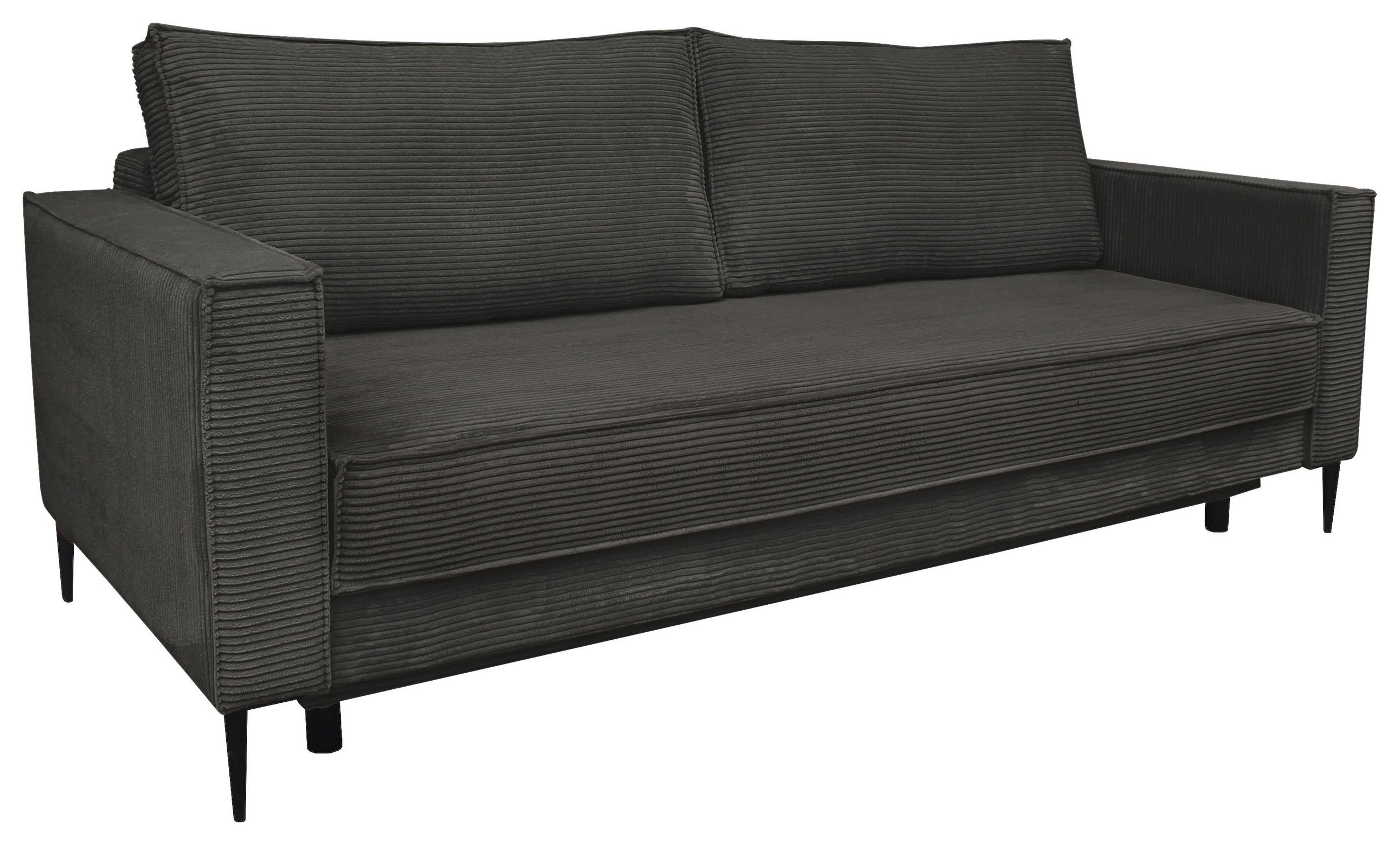 SCHLAFSOFA Cord Graphitfarben  - Schwarz/Graphitfarben, KONVENTIONELL, Textil/Metall (222/93/98cm) - Carryhome