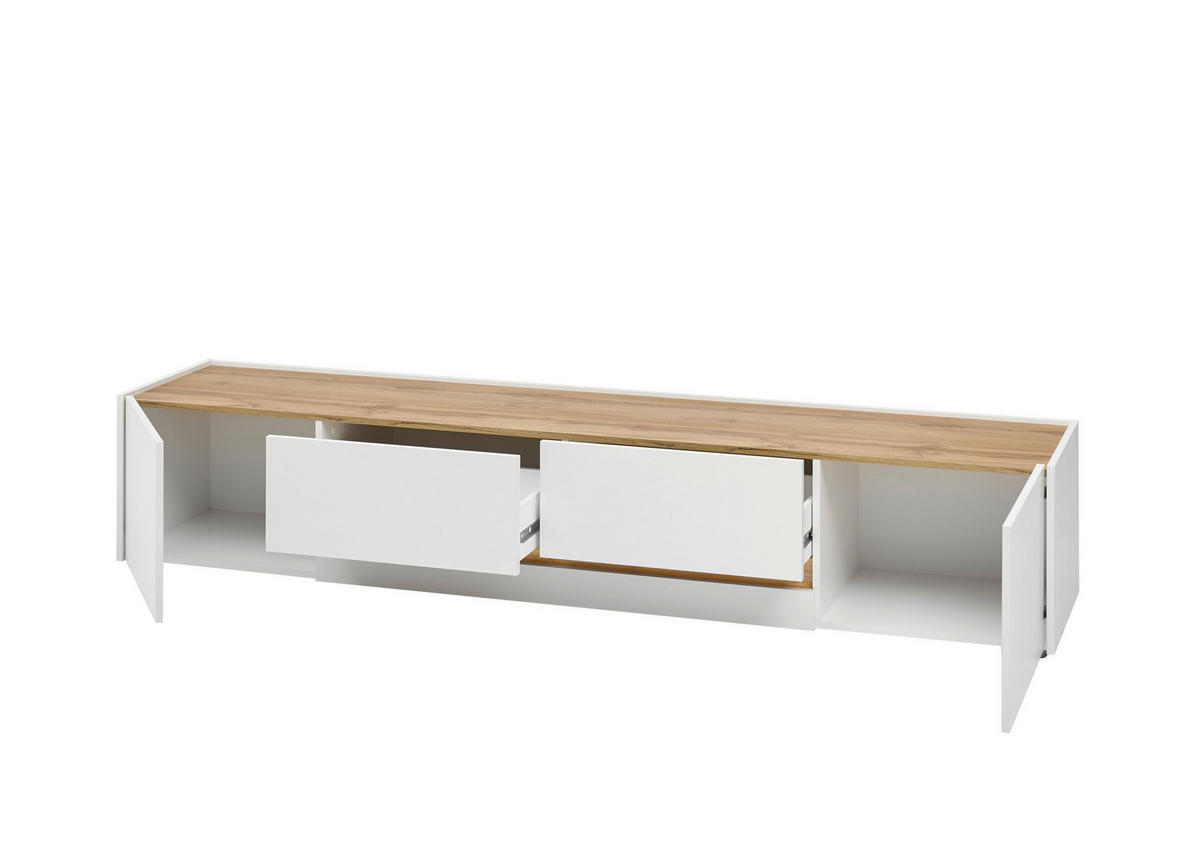 LOWBOARD  223/42/45 cm 2 Schublade(n) Beimöbel erhältlich, stehend  - Eiche Wotan/Schwarz, Design, Holzwerkstoff/Kunststoff (223/42/45cm) - Modante