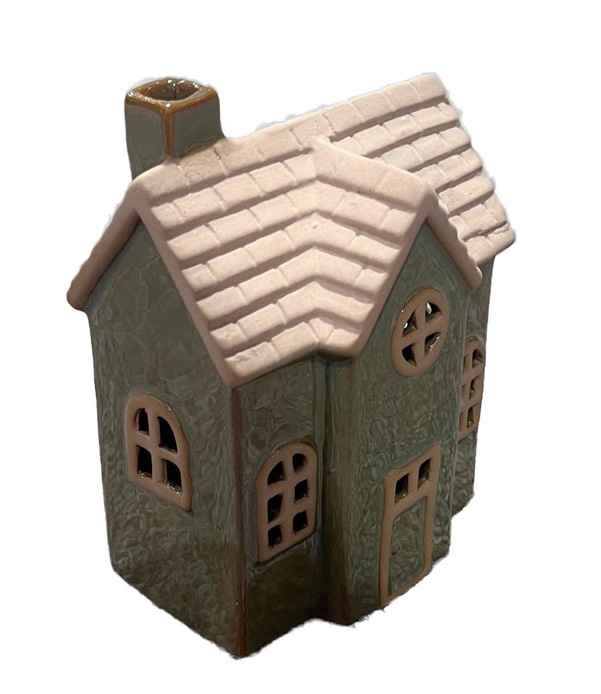 DEKORAČNÍ DOMEČEK - zelená/přírodní barvy, Trend, keramika (9,5/13/6,5cm) - X-Mas