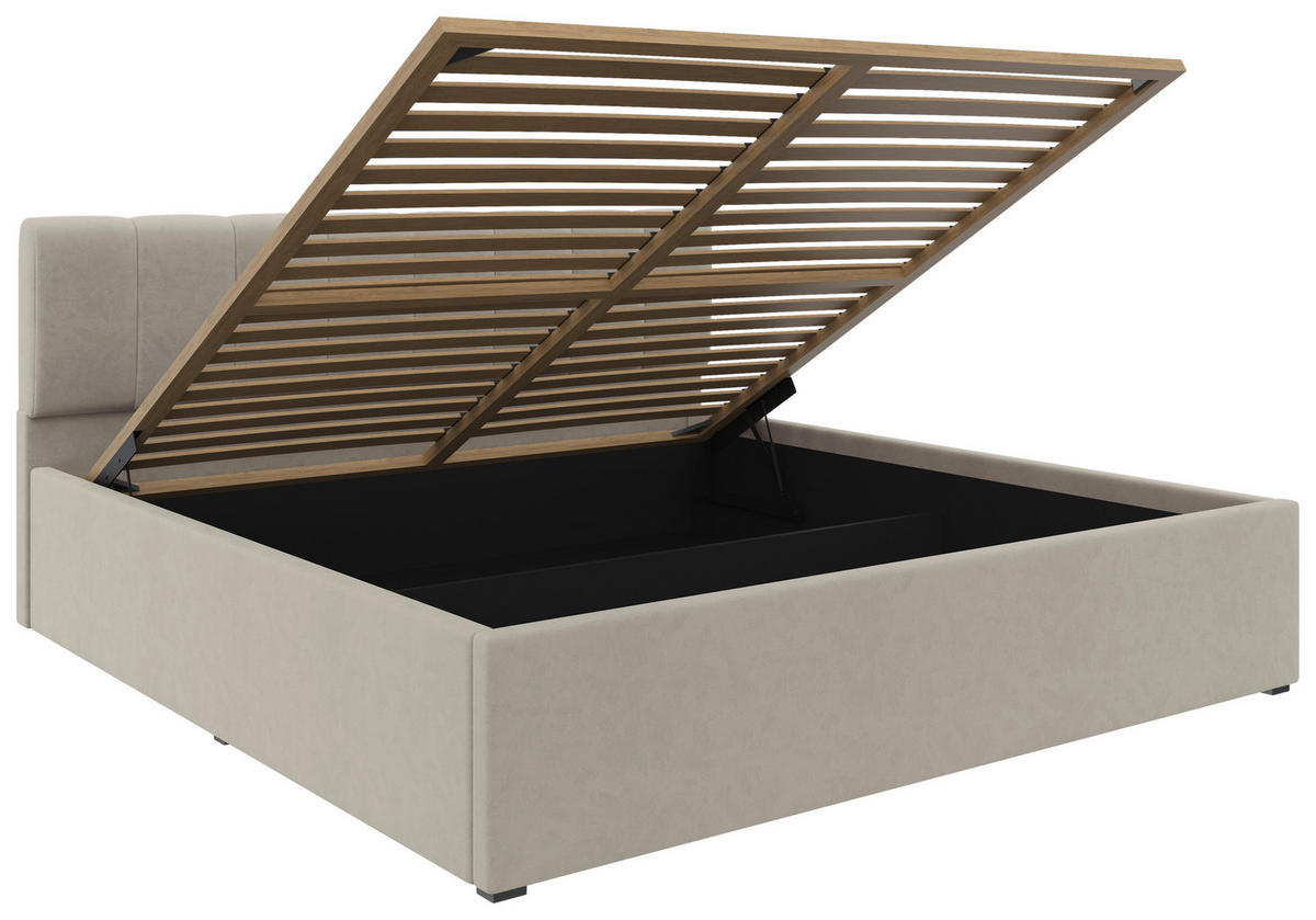 POLSTERBETT 180/200 cm  in Beige  - beige/noir, Design, textile/matière synthétique (180/200cm) - Stylife