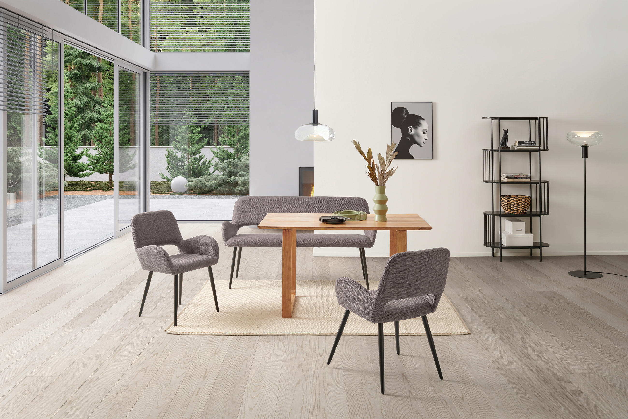 SEDACÍ LAVICE, topol, šedá, hnědá - šedá/černá, Lifestyle, kov/dřevo (150/83/63cm) - MID.YOU