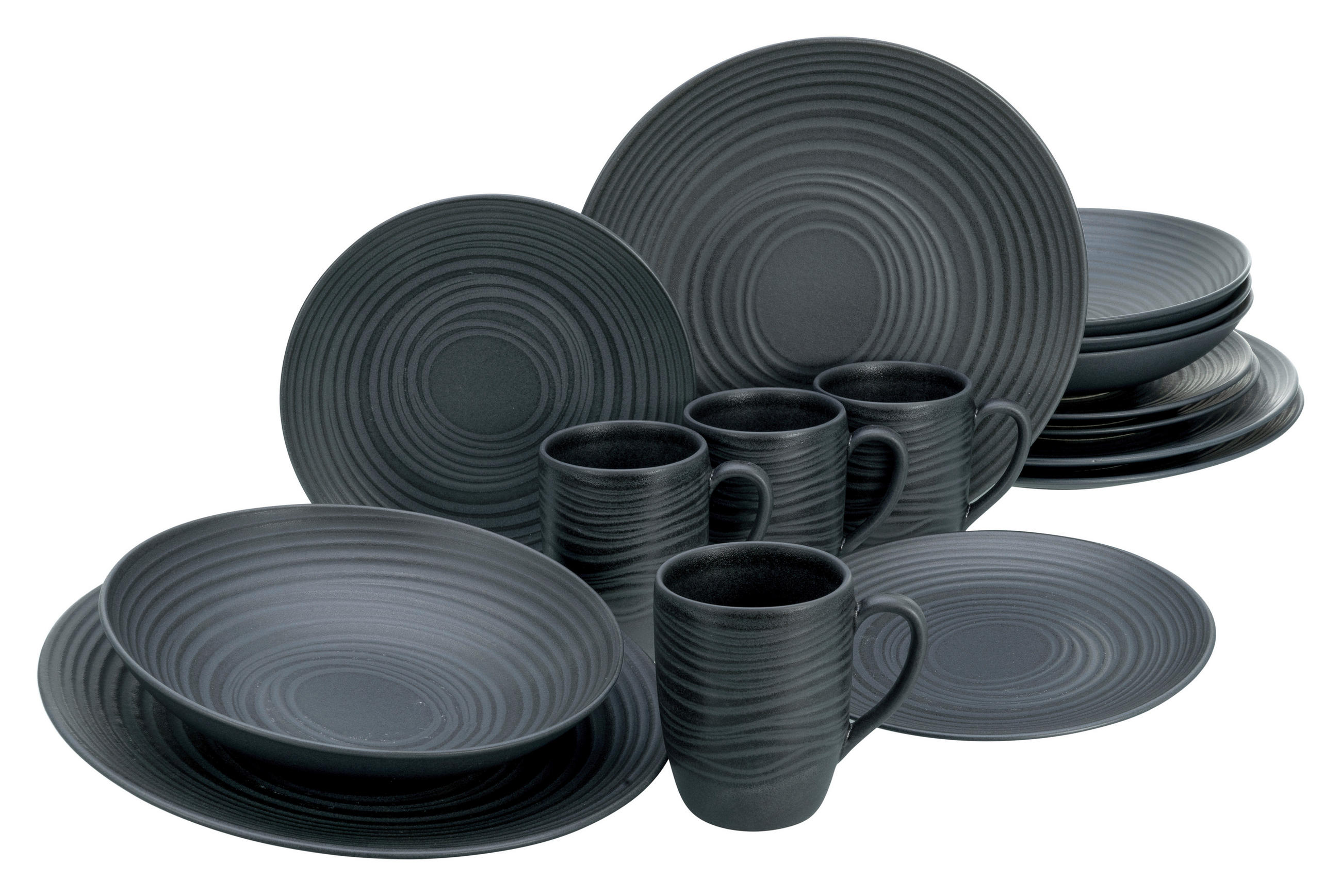 KOMBISERVICE Schwarz 16-teilig 4 Personen  - Schwarz, Basics, Keramik - Creatable