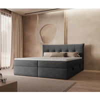 BOXBETT 140/200 cm,  in Anthrazit, gepolstertes Kopfteil, Bettkasten, Topper, Matratzen, H3 = fest  - Anthrazit/Schwarz, MODERN, Holz/Holzwerkstoff (140/200cm) - Boxxx