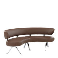 RUNDBANK in Metall, Leder Braun, Chromfarben  - Chromfarben/Braun, Design, Leder/Metall (214/84/105cm) - Joop!