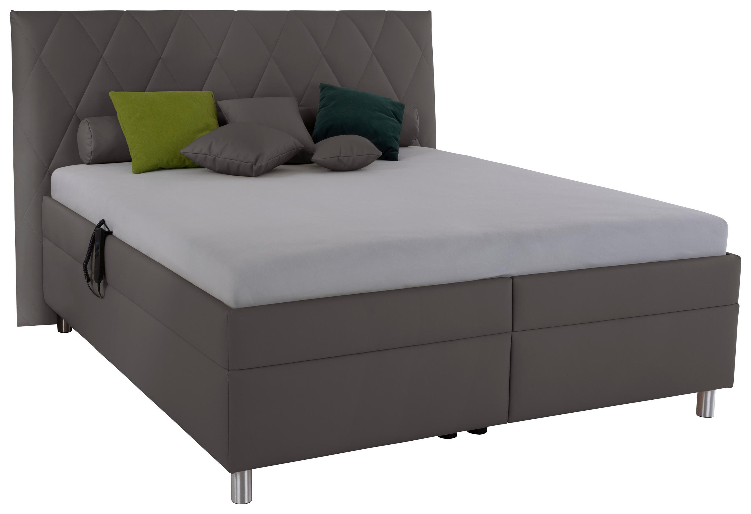 POLSTERBETT Matratze, gepolstertes Kopfteil, Lattenrost, Bettkasten Grau 160/200 cm  - Birkefarben/Silberfarben, KONVENTIONELL, Holz/Textil (160/200cm) - Esposa