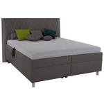 POLSTERBETT 160/200 cm,  in Grau, Matratze, gepolstertes Kopfteil, Lattenrost, Bettkasten, H2 = mittel, H3 = fest  - Birkefarben/Silberfarben, KONVENTIONELL, Holz/Textil (160/200cm) - Esposa