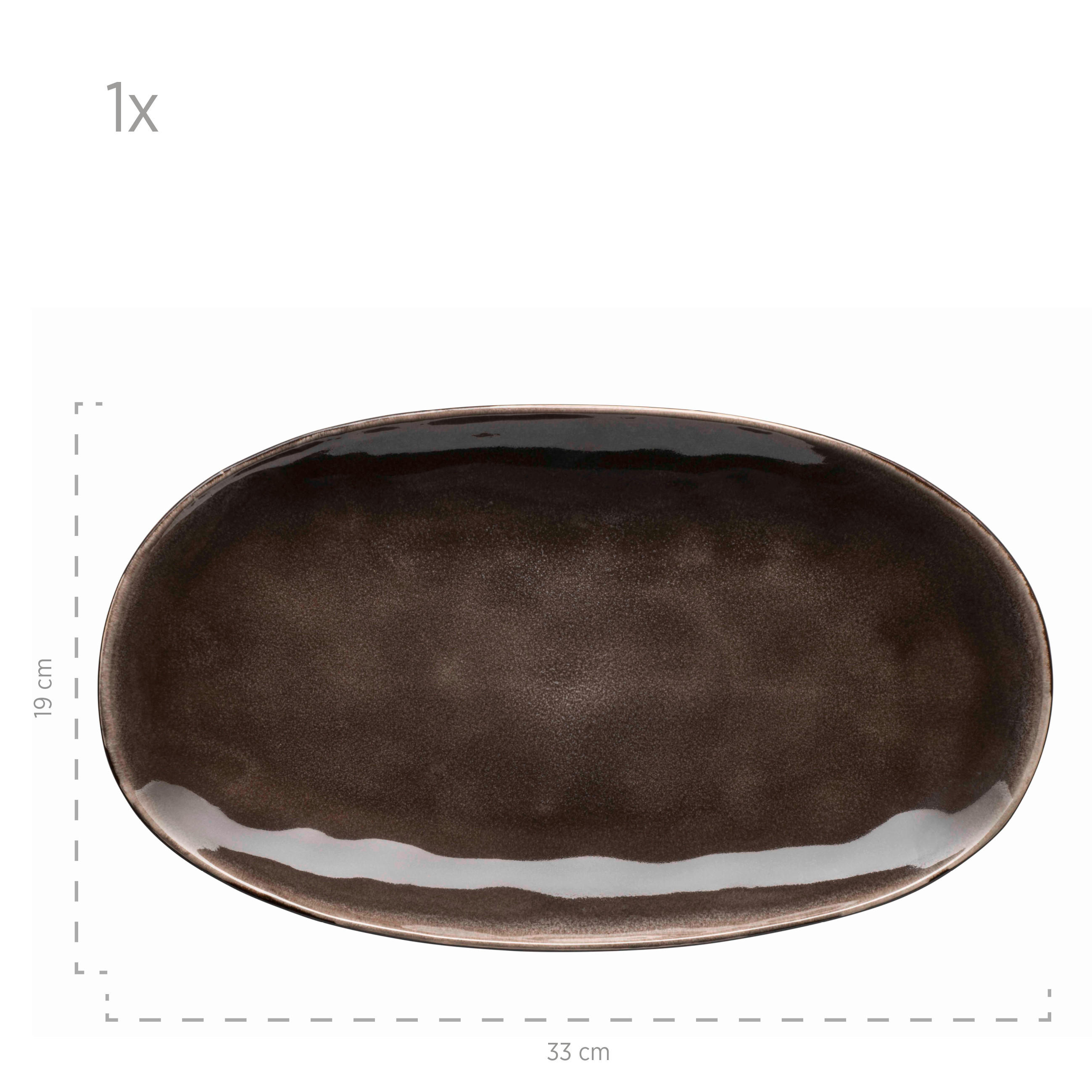 Thumbnail - Mäser Servierplatten-Set Niara Organic, Braun, Schwarz, Keramik, 3-teilig, oval, Tischkultur & Servieren, Servierplatten