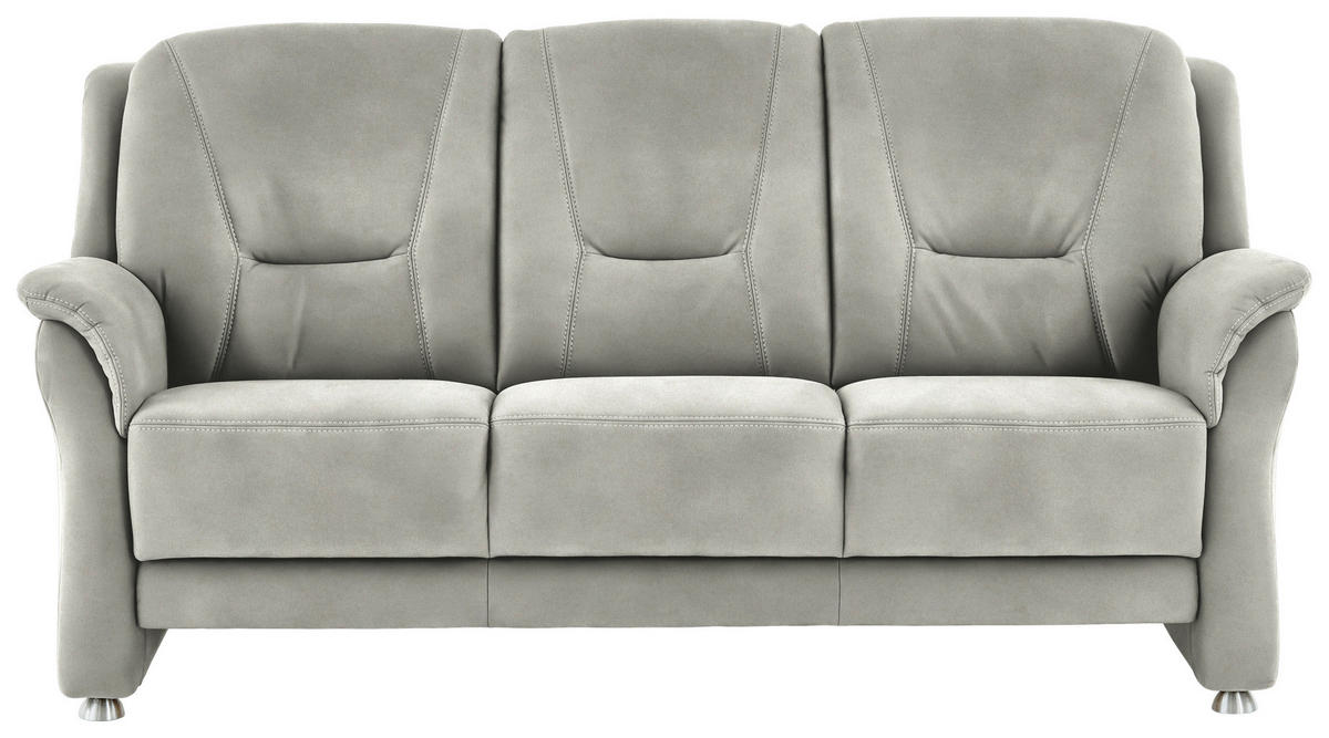 3-SITZER-SOFA in Mikrofaser Silberfarben  - Beige/Silberfarben, Konventionell, Textil/Metall (198/100/89cm) - Beldomo Comfort