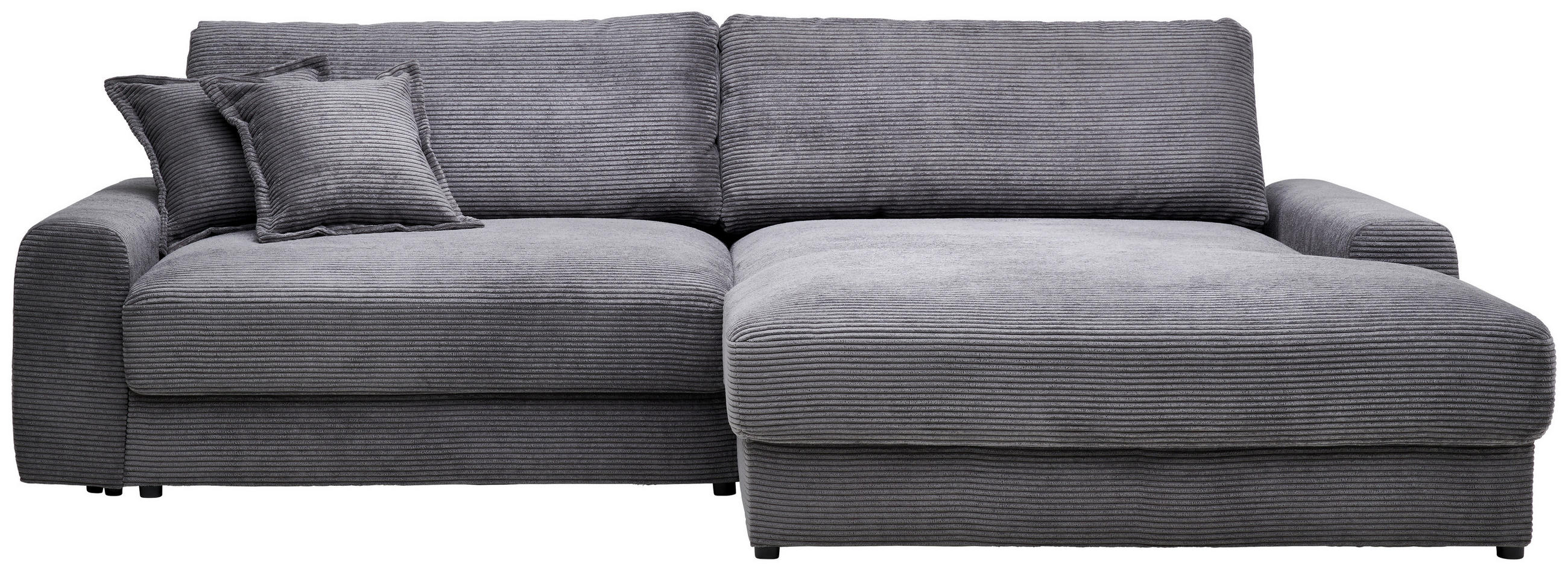 ECKSOFA Dunkelgrau Cord Zierkissen, Rückenkissen, Rücken echt  - Dunkelgrau/Schwarz, MODERN, Kunststoff/Textil (300/180cm) - Carryhome