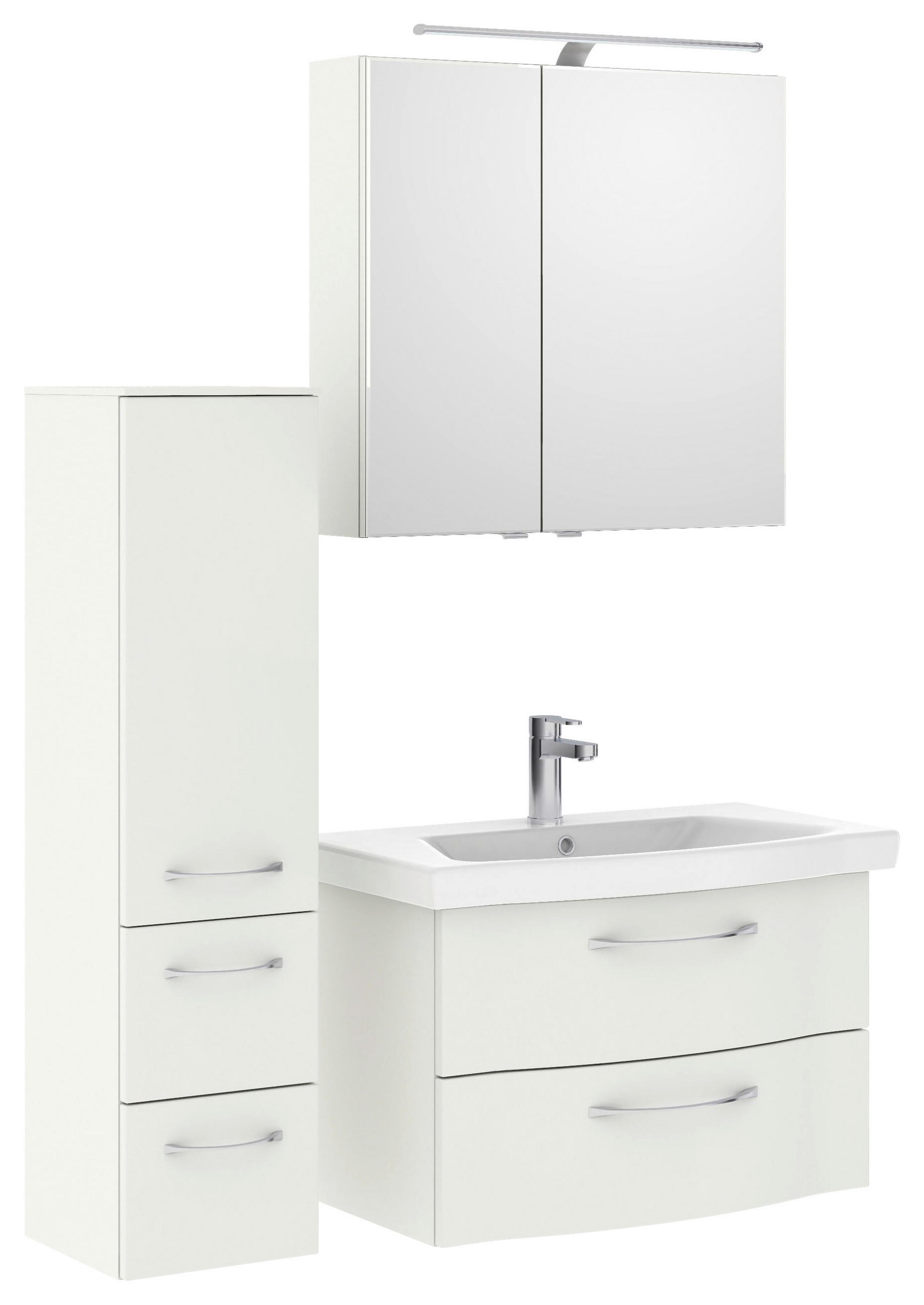 BADEZIMMER 4-teilig  in 112 cm  - Chromfarben/Weiß Hochglanz, KONVENTIONELL, Glas/Keramik (112cm) - Pelipal