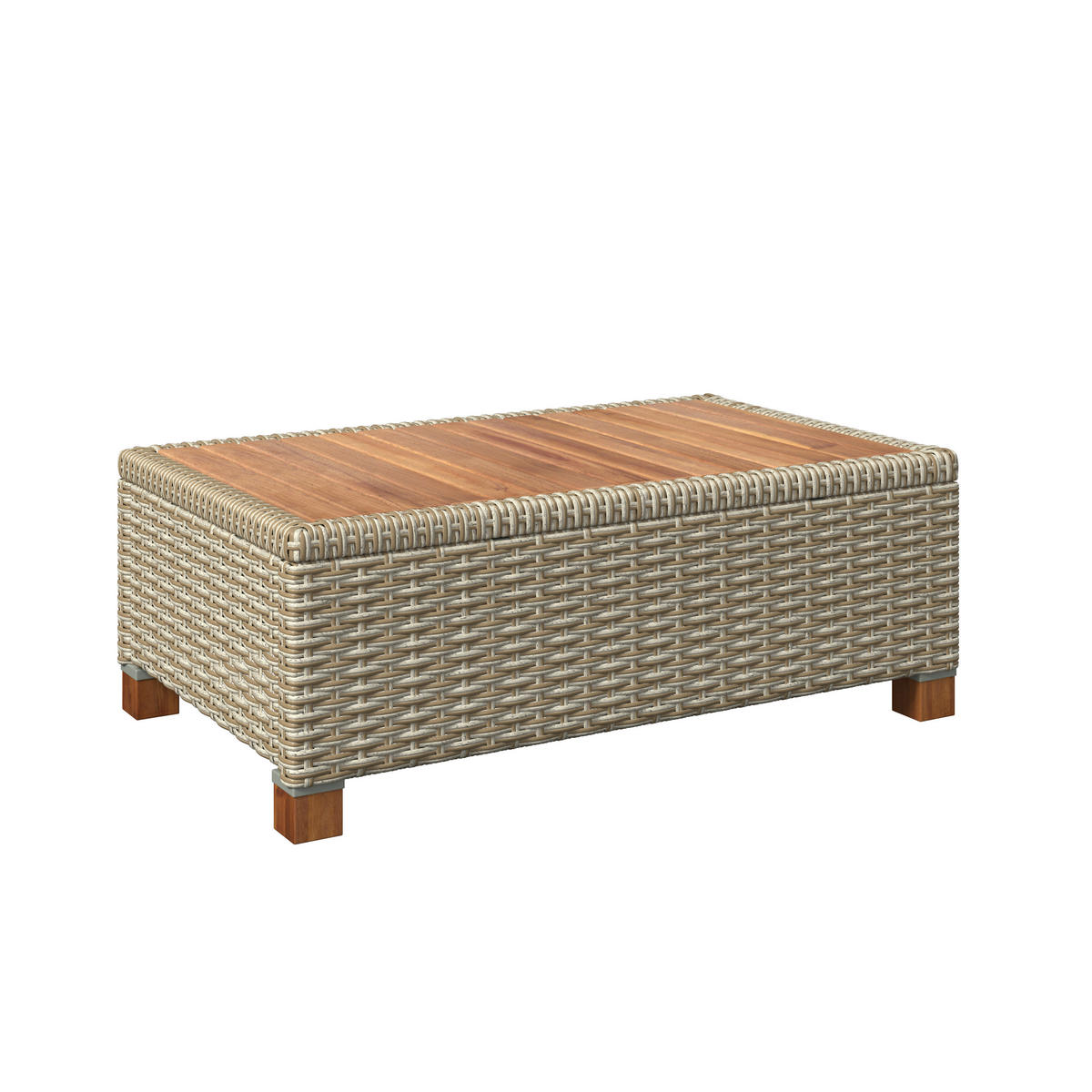 GARTENSET 3-teilig Webstoff Akaziemassiv Stahl 3-teilig  - Beige/Akaziefarben, MODERN, Holz/Kunststoff (118/184cm) - Ambia Garden