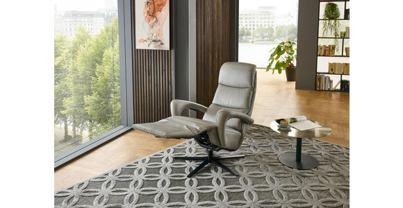 RELAXSESSEL in Leder Greige  - Greige/Schwarz, Design, Leder/Metall (76/110/86cm) - Dieter Knoll