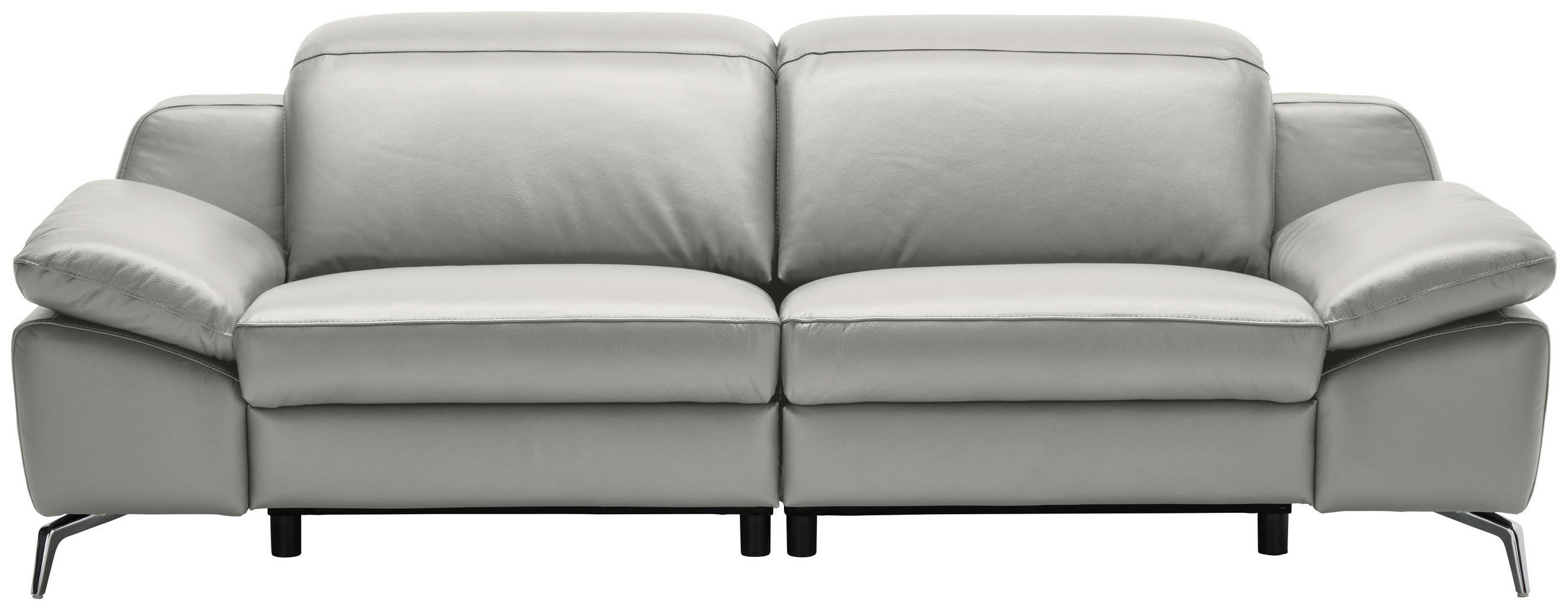 3-SITZER-SOFA Echtleder Grau  - Chromfarben/Schwarz, Design, Leder/Kunststoff (234/83-99/110cm) - Celina Home