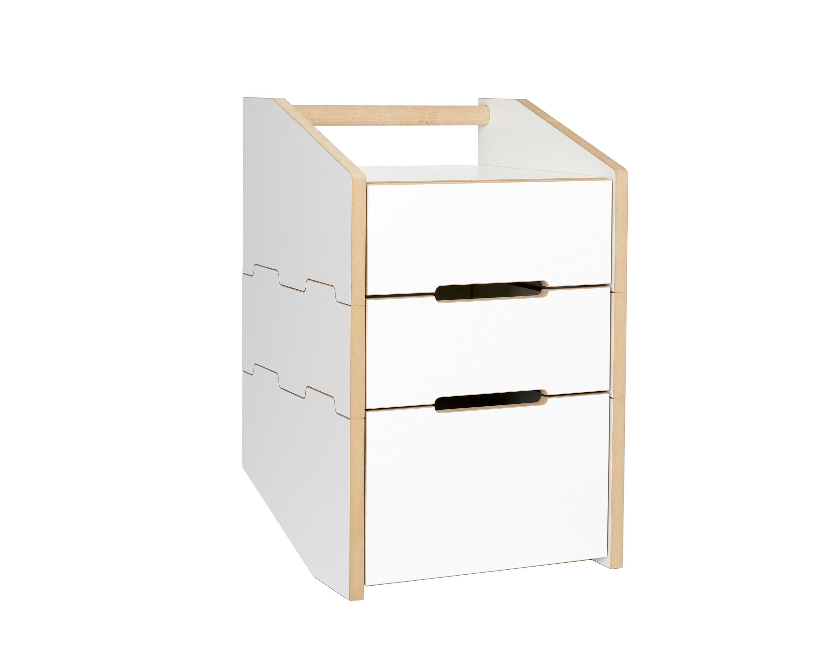 ROLLCONTAINER Buchefarben, Weiß  - Buchefarben/Weiß, MODERN, Holzwerkstoff/Kunststoff (39/61,6/40cm) - Tojo