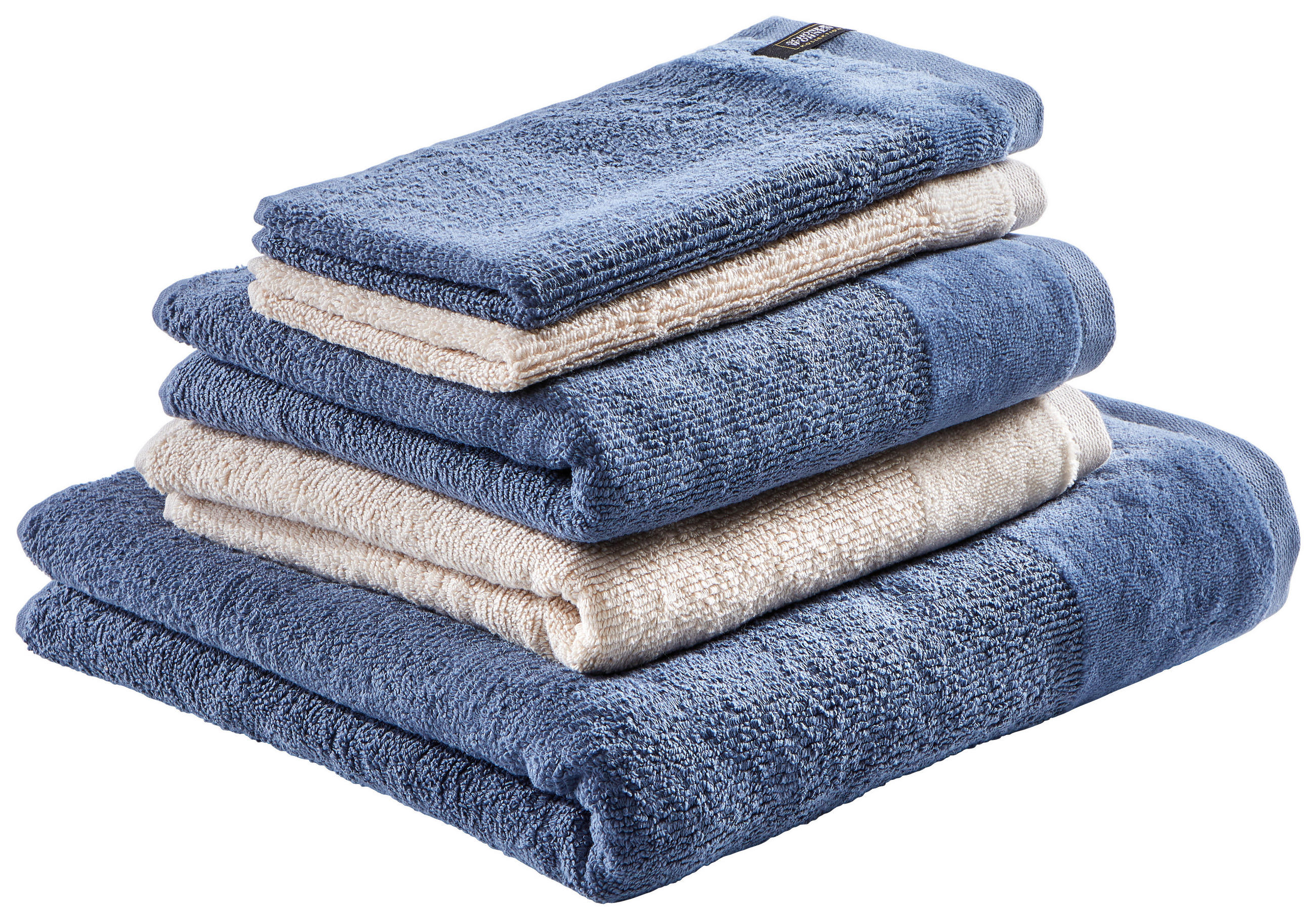 FROTTIERSET SW-Sense Blau, Beige 5-teilig  - Blau/Beige, Basics, Textil (70x140/50x100cm) - Schöner Wohnen