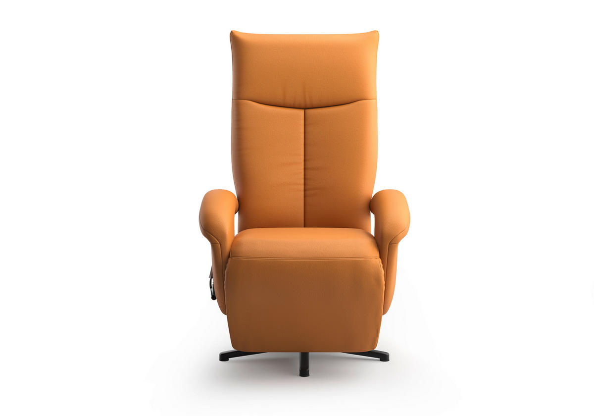 SESSEL in Echtleder Currygelb  - Currygelb/Schwarz, Konventionell, Leder/Metall (74/112/82cm) - Sit & More