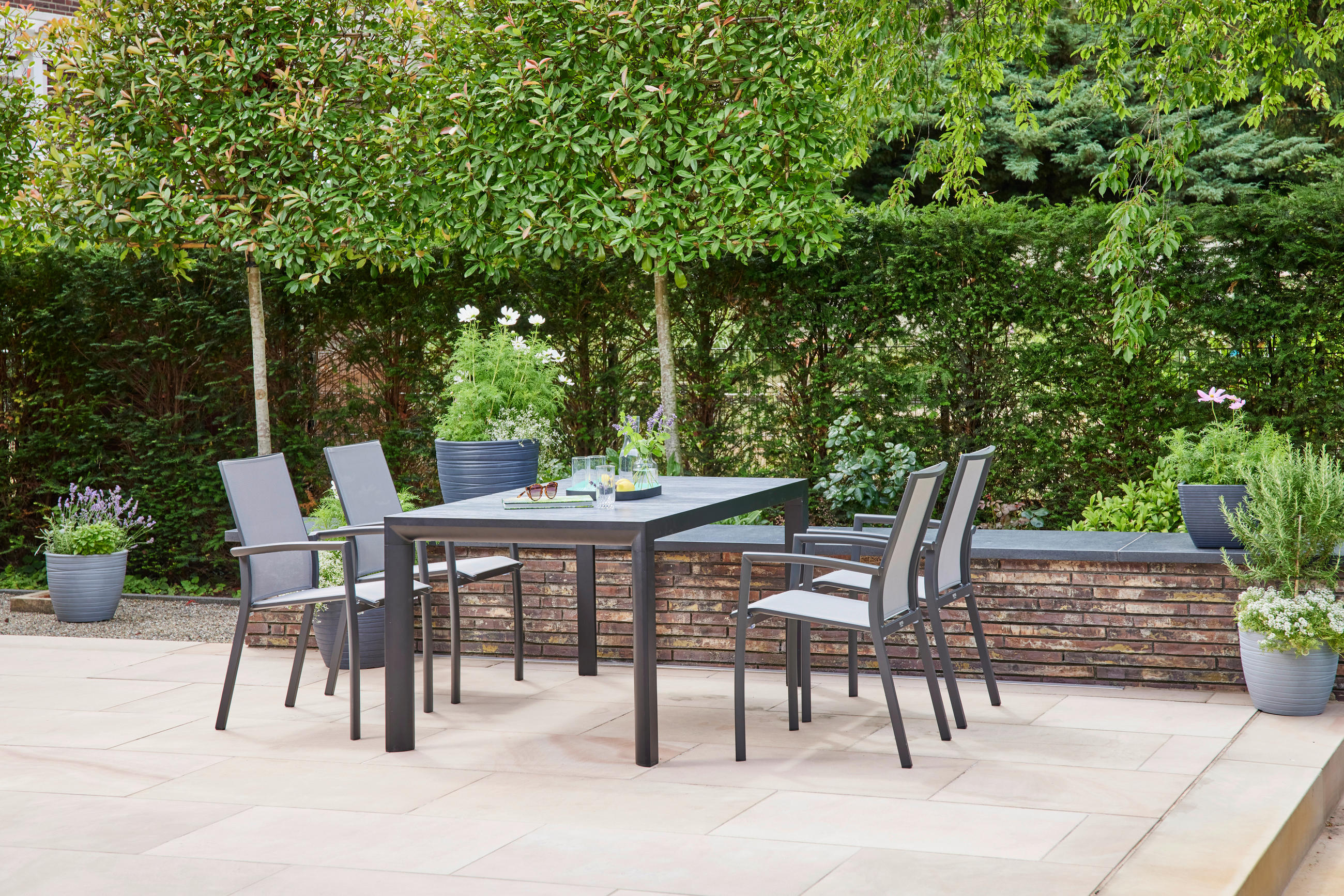 GARTENTISCH 160/90/74 cm Metall rechteckig  - Schieferfarben/Anthrazit, Basics, Keramik/Metall (160/90/74cm) - Siena Garden