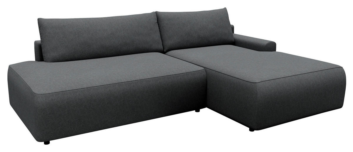 ECKSCHLAFSOFA in Struktur Graphitfarben  - Schwarz/Graphitfarben, Modern, Kunststoff/Textil (253/167cm) - Trendmanufaktur