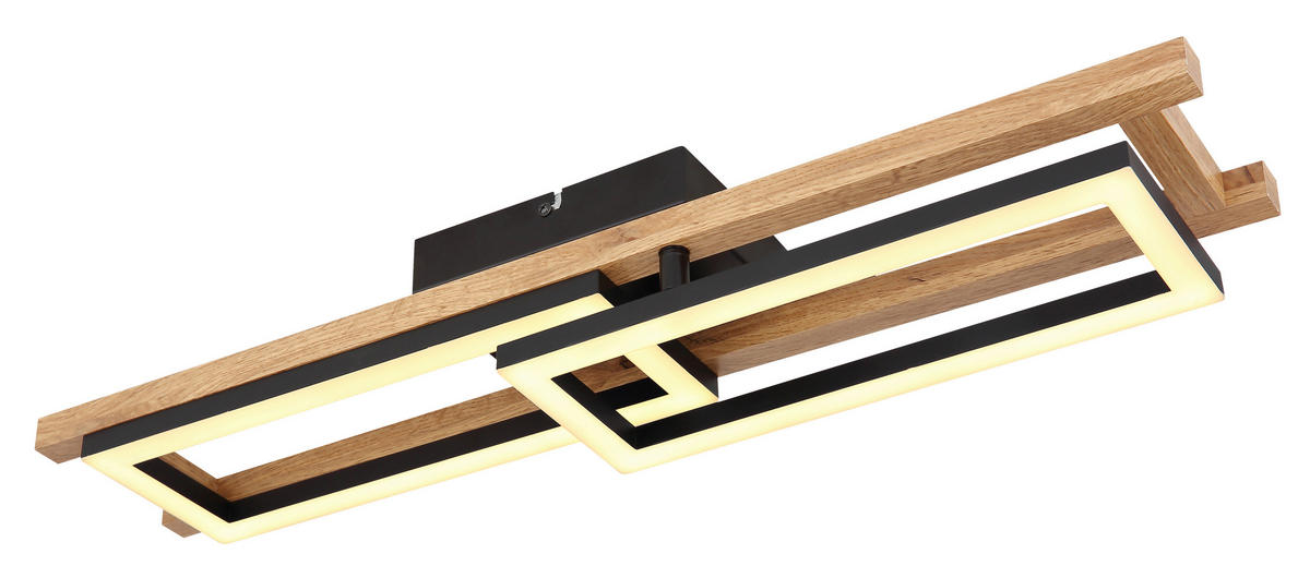LED-DECKENLEUCHTE 20 W    69/36,5/10,5 cm  - Dunkelbraun/Opal, Natur, Holzwerkstoff/Kunststoff (69/36,5/10,5cm) - Globo