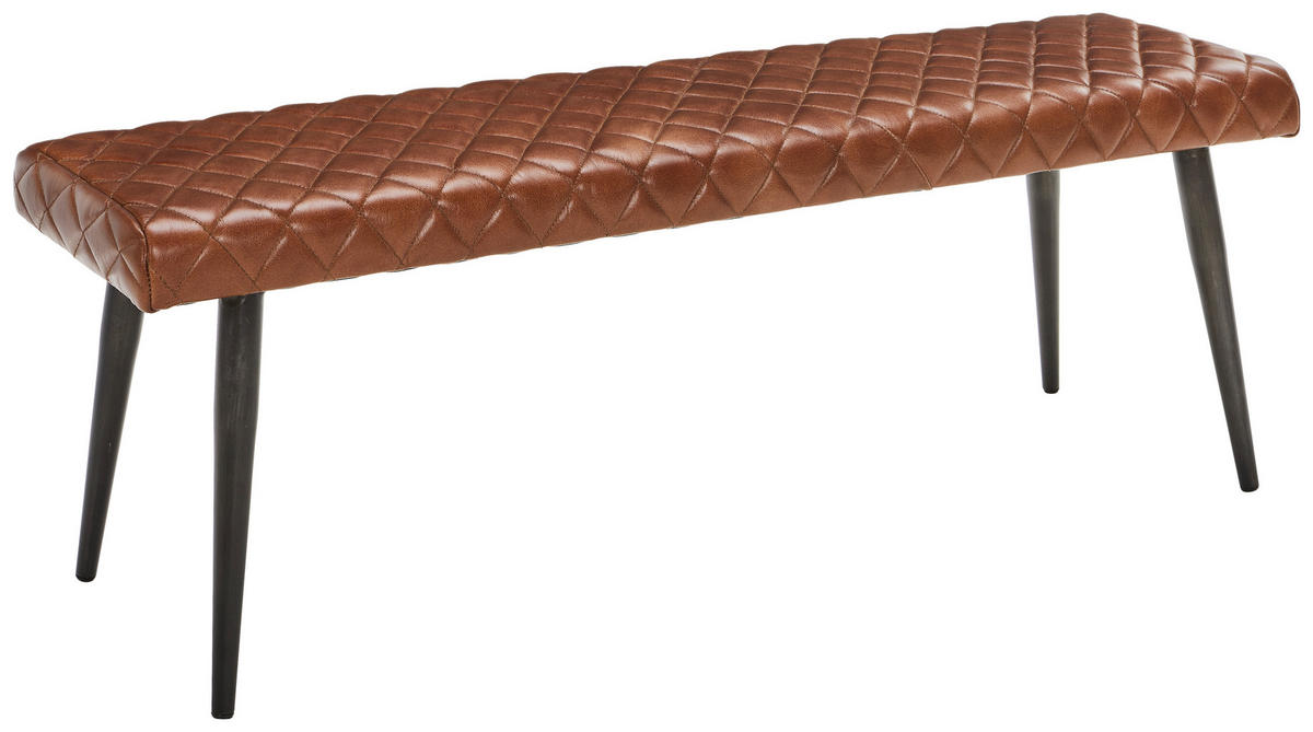 SITZBANK 120/45/37 cm Echtleder Schwarz, Cognac  - Cognac/Schwarz, LIFESTYLE, Leder/Metall (120/45/37cm) - Landscape
