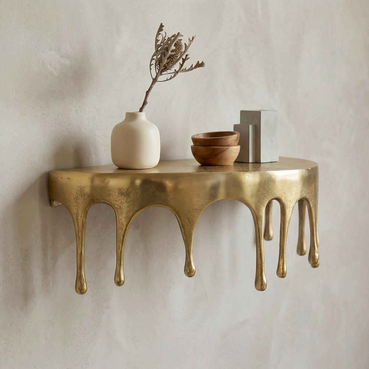 WANDREGAL 35/20/17 cm  - Goldfarben, Design, Metall (35/20/17cm) - Livetastic