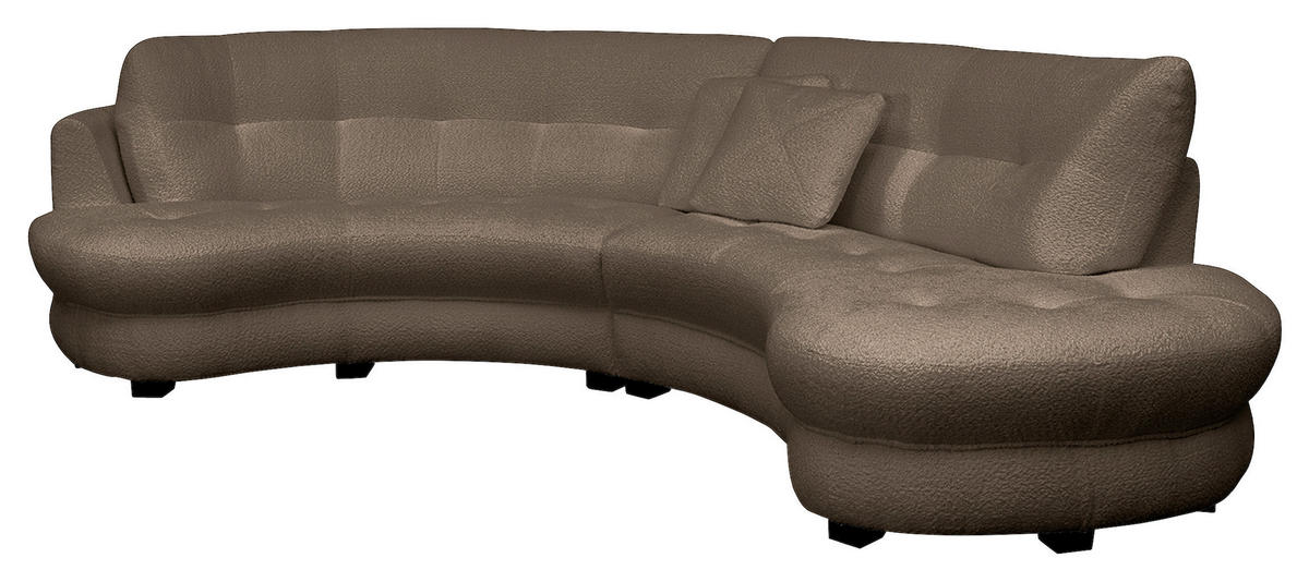 ECKSOFA in Bouclé Braun  - Weiss/Schwarz, Design, Kunststoff/Textil (300/113cm) - Livetastic
