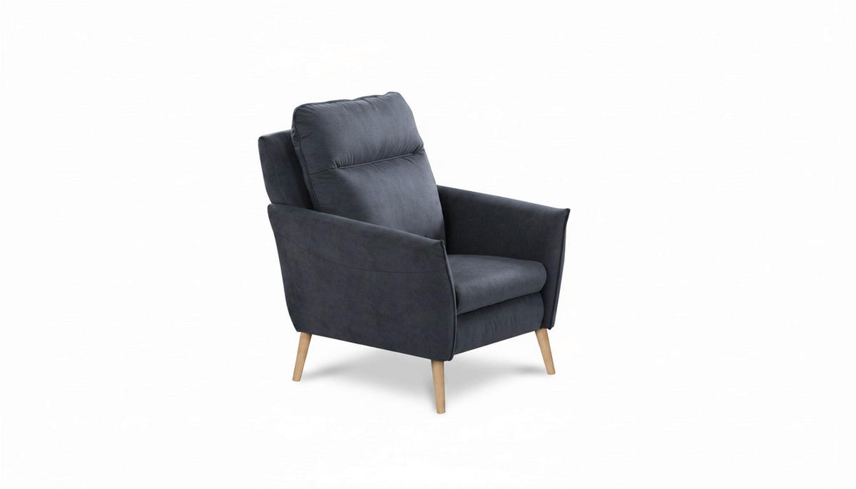 RELAXSESSEL in Textil Blau  - Blau/Buchefarben, Design, Holz/Textil (88/110/92cm) - Livetastic