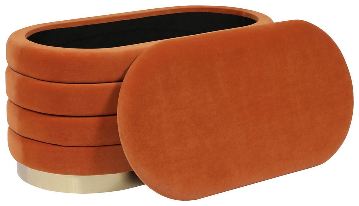 TRUHENBANK 42/42/80 cm Orange  - Goldfarben/Orange, Design, Textil/Metall (42/42/80cm) - Kayoom