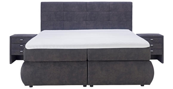 BOXSPRINGBETT 180/200 cm  in Dunkelgrau  - Dunkelgrau/Schwarz, KONVENTIONELL, Kunststoff/Textil (180/200cm) - Voleo