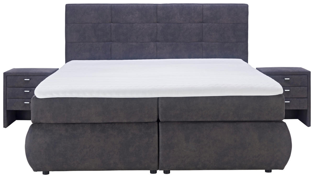 BOXSPRINGBETT 180/200 cm  in Dunkelgrau  - Dunkelgrau/Schwarz, Konventionell, Kunststoff/Textil (180/200cm) - Voleo