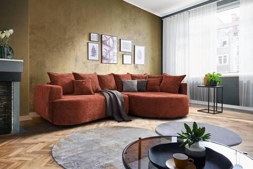ECKSOFA in Chenille Rotbraun  307/194 cm  - Rotbraun/Schwarz, Design, Kunststoff/Textil (307/194cm) - Carryhome