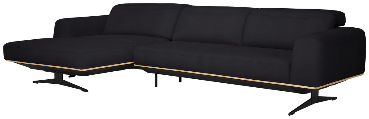 ECKSOFA in Echtleder Dunkelbraun  - Eichefarben/Dunkelbraun, Design, Leder/Holz (163/305cm) - Novel