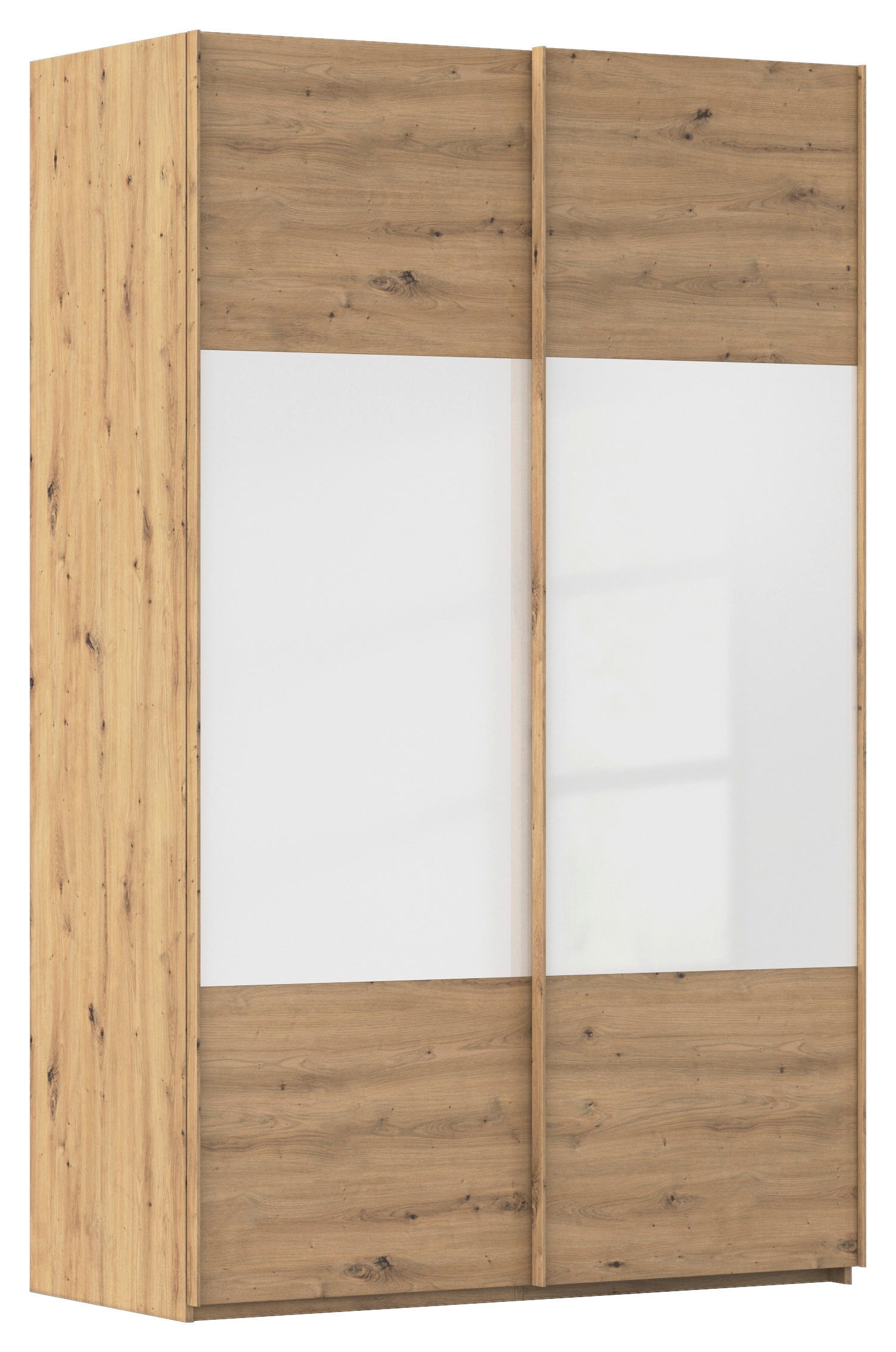 SCHWEBETÜRENSCHRANK 137/223/68 cm 2-türig Weiß, Eiche Artisan  - Eichefarben/Weiß, Design, Glas/Holzwerkstoff (137/223/68cm) - Xora